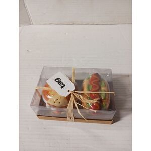 Tag Ceramic Salt Pepper Shakers Hamburger & Hot Dog Theme New In‎ Package